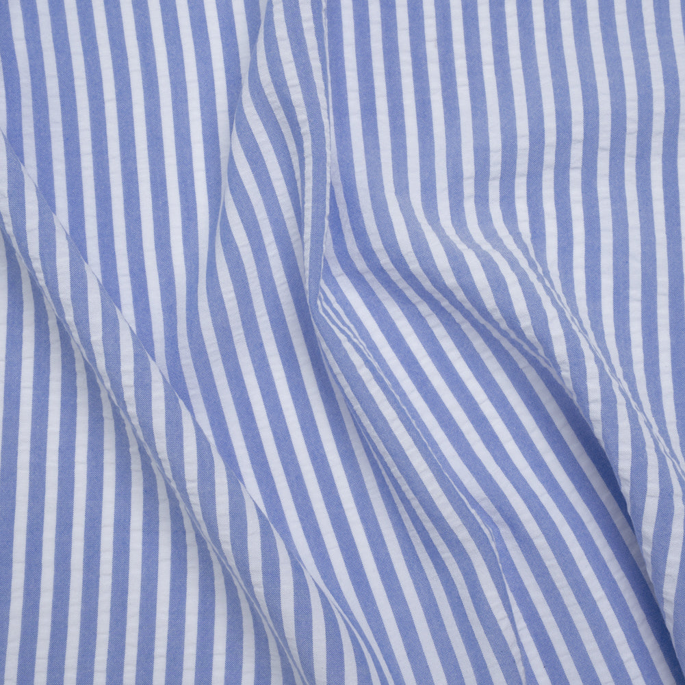 Rayon Seersucker - Light Blue and White Stripes - Deadstock - Joann Fabrics