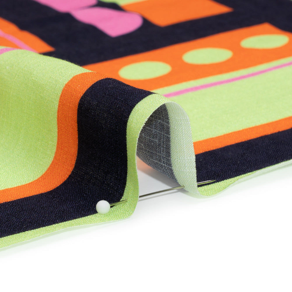 Slubbed Viscose Woven Panel - Orange, Lime Green and Pink Abstract Geometric - Mood Exclusive Abstract Thoughts - Joann Fabrics