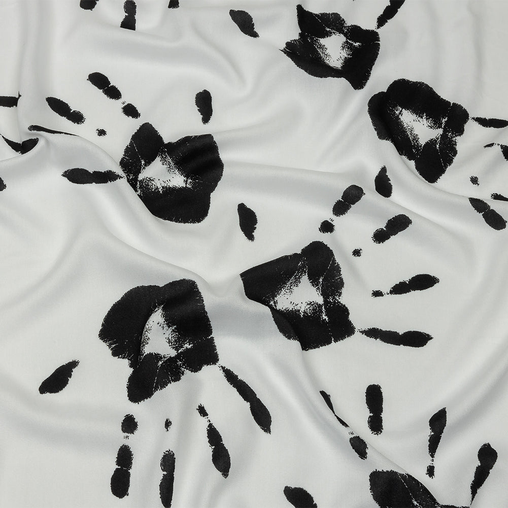 Rayon Batiste - Black and White Handprints - Bakersfield Print - Mood Exclusive Abandoned Collection - Joann Fabrics