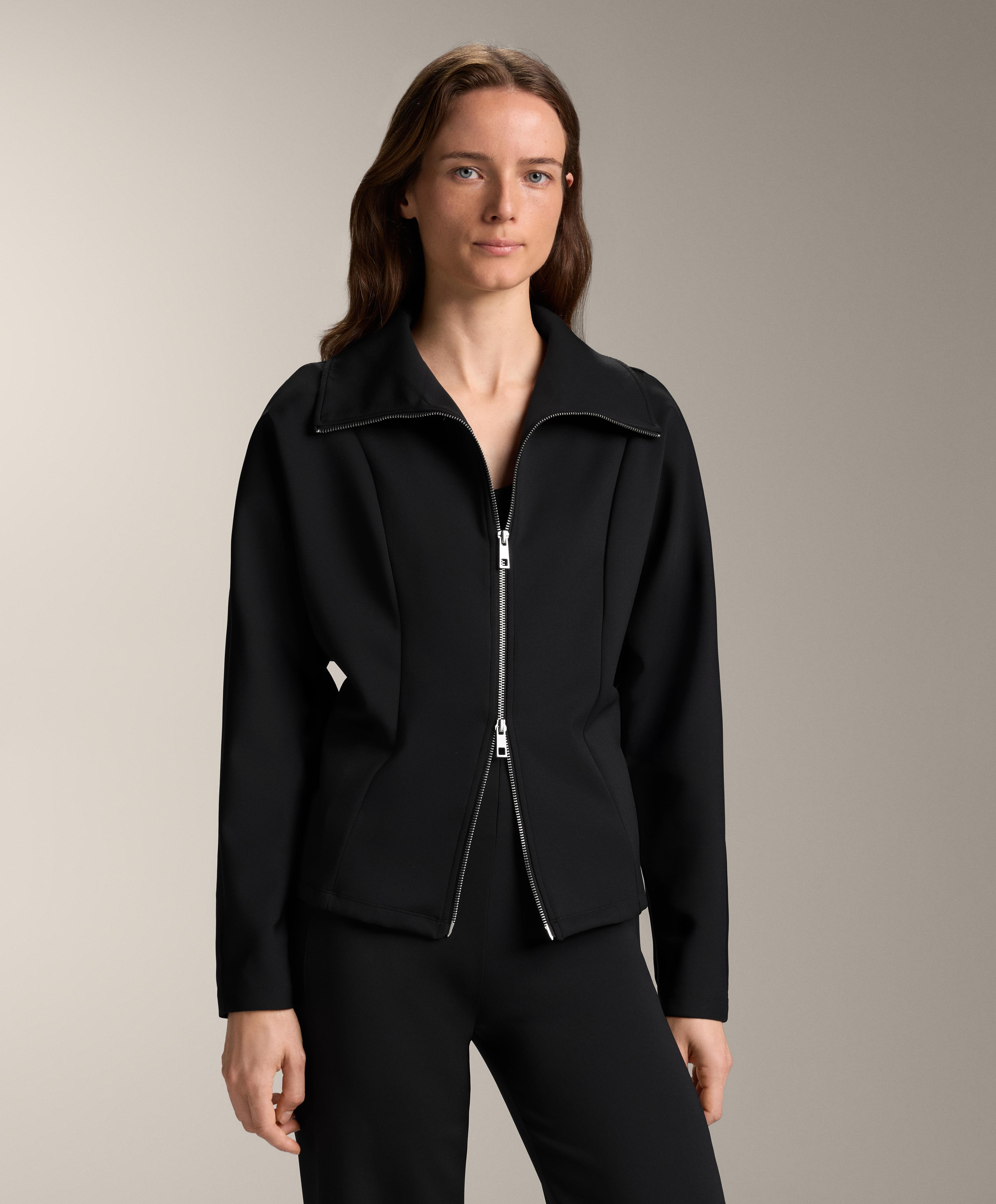 Double zip neoprene-effect jacket