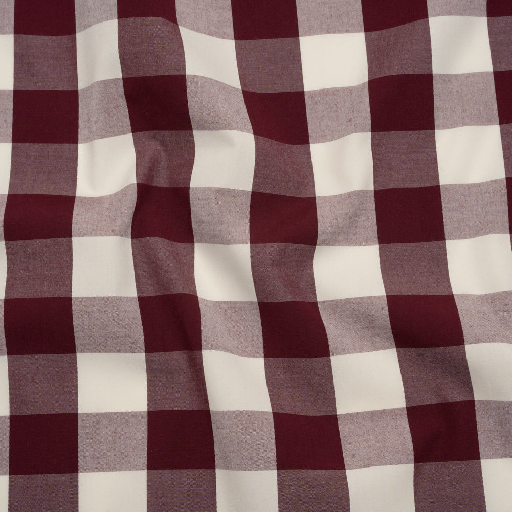Cotton Shirting - Burgundy and Cream Buffalo Check - Deadstock - Joann Fabrics