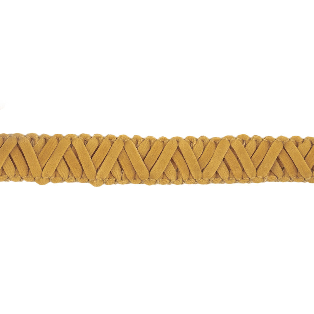 Tan Zig Zags Braided Faux Suede Trim - 0.625