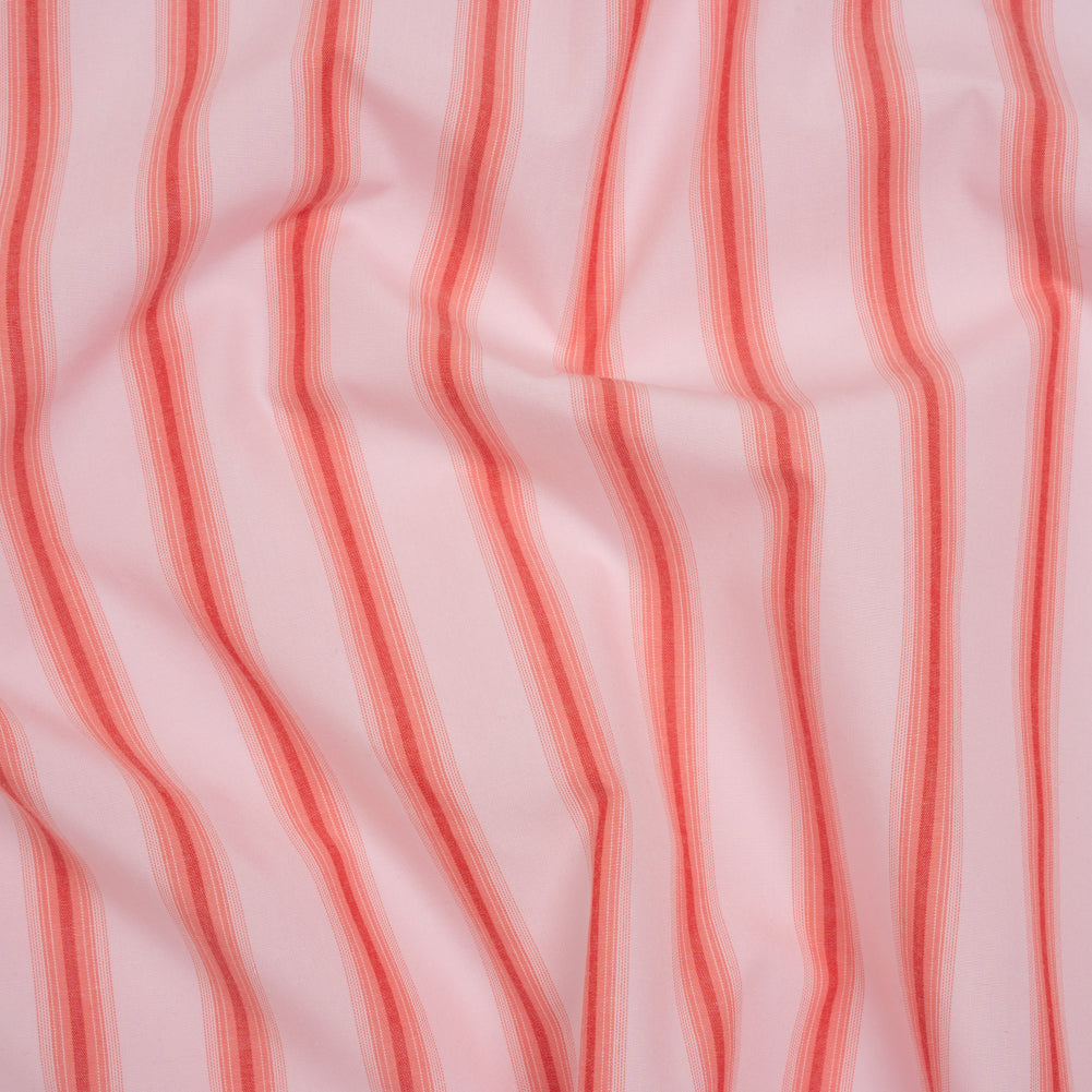 Cotton Shirting - Light Pink and Coral Red Stripes - Deadstock - Joann Fabrics