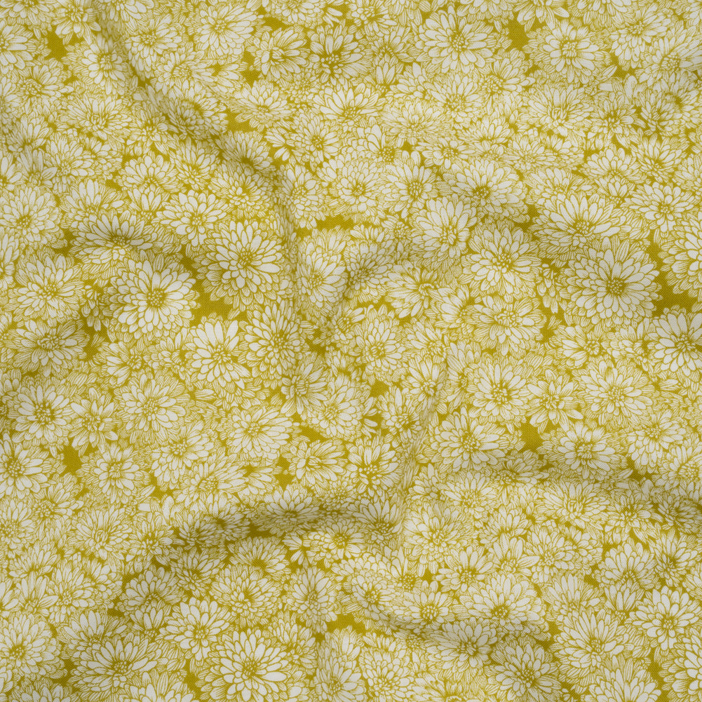 Printed Quilting Cotton by Anna Maria Textiles for Northcott - Golden Mums Floral - Indelible Collection - Joann Fabrics