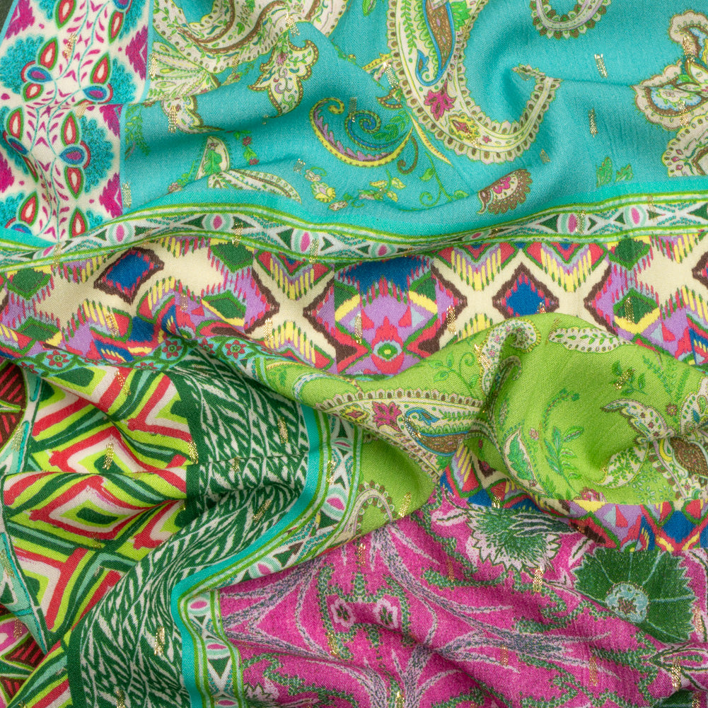 Mood Exclusive Green Buffet in Bloom Metallic Dotted Crinkled Viscose Crepe - Joann Fabrics