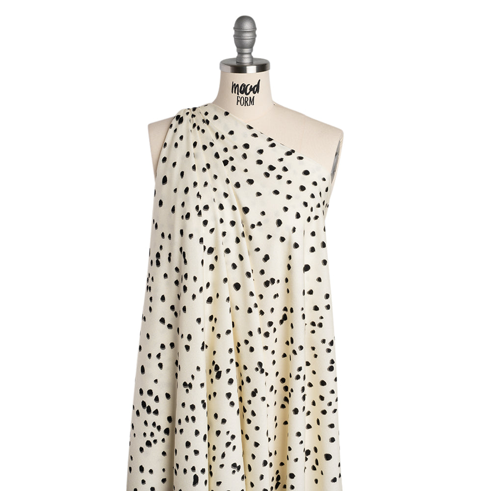 Viscose Crepe - Cream and Black Shadowed Spots - Mood Exclusive Peppered Paws Print - Joann Fabrics