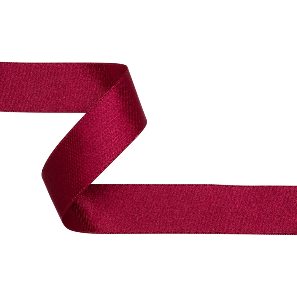Dark Cherry Double Face French Satin Ribbon - 1