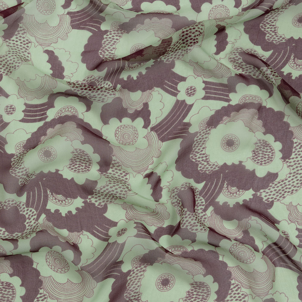 Chocolate and Mint Flowers in the Sky Silk Chiffon - Joann Fabrics