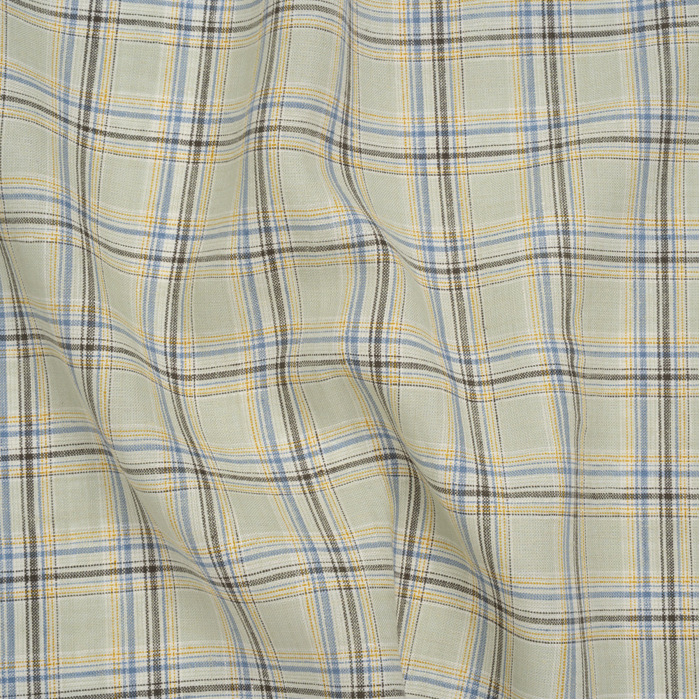 Medium Weight Linen Woven - Light Sage, Yellow and Country Blue Plaid - Joann Fabrics