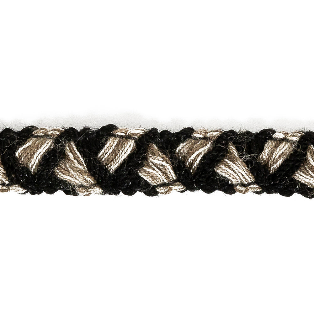 Black and Beige Zig Zag Yarn Trimming - 0.625