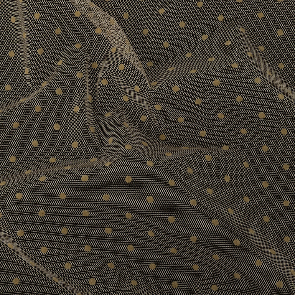 Famous Australian Designer Tea Polyester Mesh with Flocked Polka Dots - Joann Fabrics