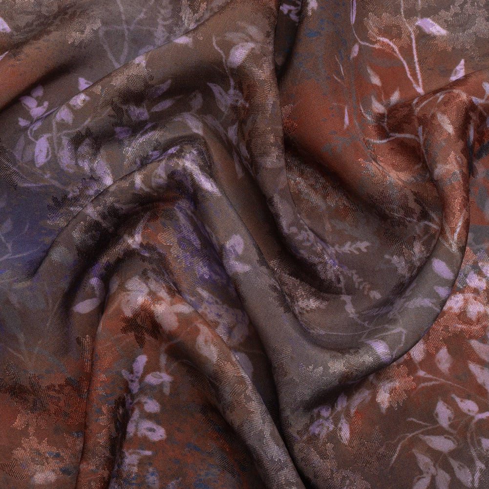 Floral Viscose Jacquard Print - Brown and Purple Leaves - Mood Exclusive Seasonal Impressions - Joann Fabrics