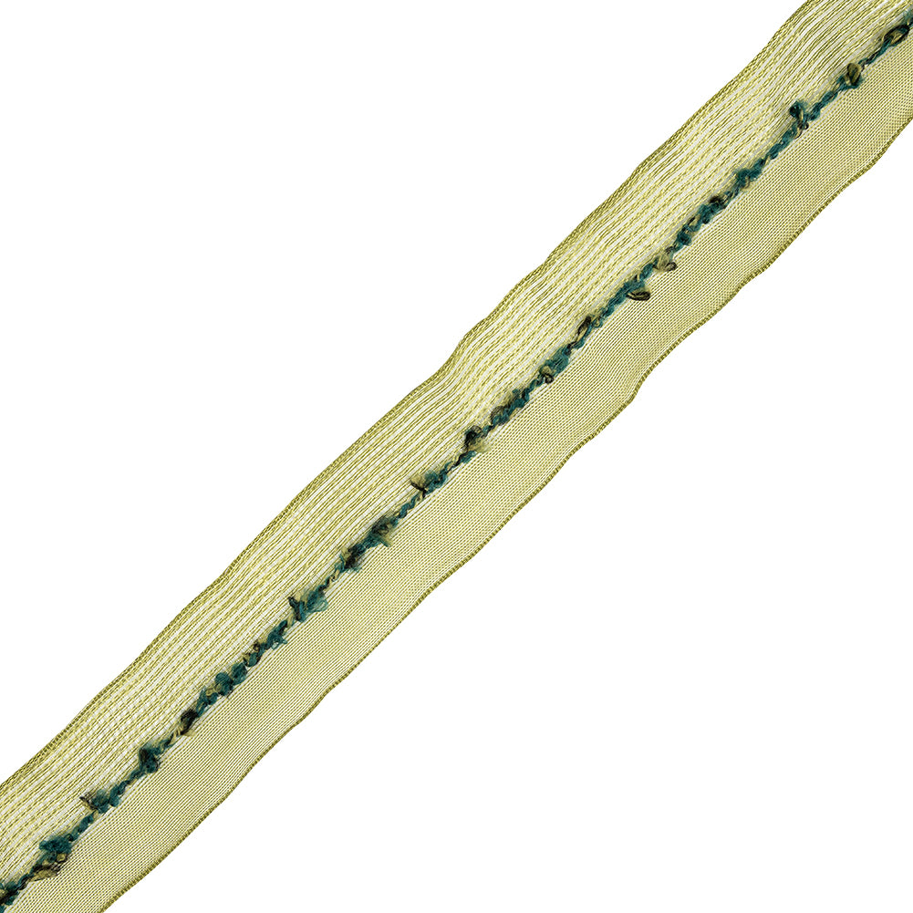 Olive and Hunter Green Boucle Wired Organza Ribbon - 1.5