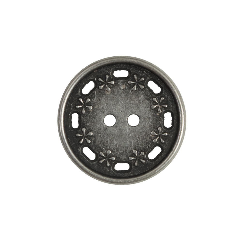 Antique Silver Floral Metal 2-Hole Button - 36L/23mm - Joann Fabrics