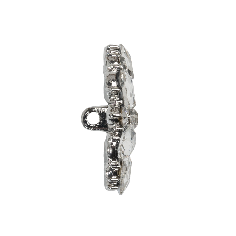 Rhinestone and Metal Shank Back Button - 40L/25.5mm - Crystal and Nickel-Free Silver Big Flower - Joann Fabrics