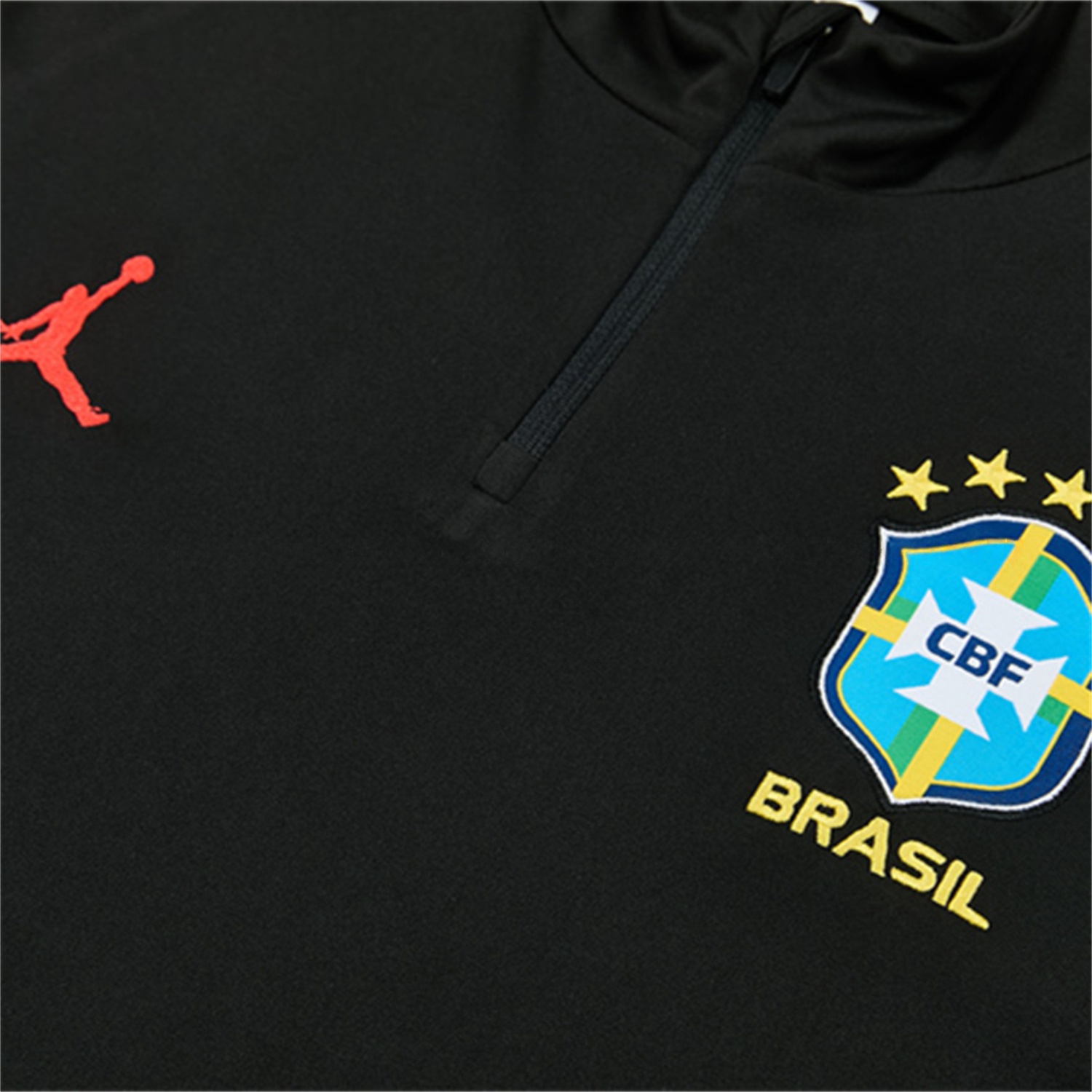 Brazil X JD 2026 Kids Long Sleeves Training Set - Black Top And Black Orange Pants - UnitedFutballJersey