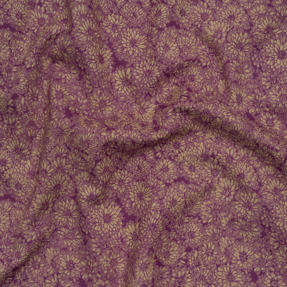 Printed Quilting Cotton by Anna Maria Textiles for Northcott - Mauve Mums Floral - Indelible Collection - Joann Fabrics