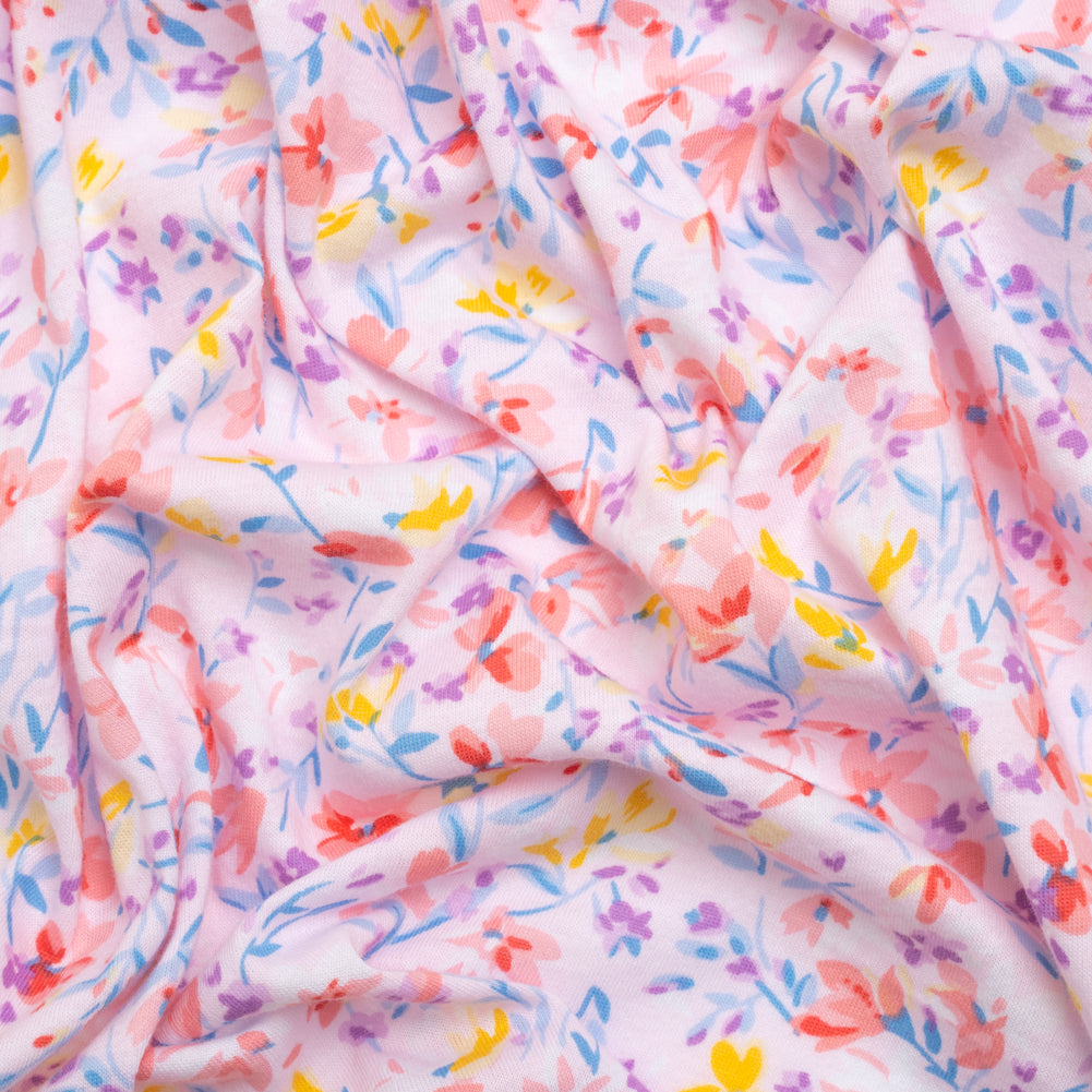Cotton Jersey - Pink, Blue and Yellow Little Flowers - Joann Fabrics