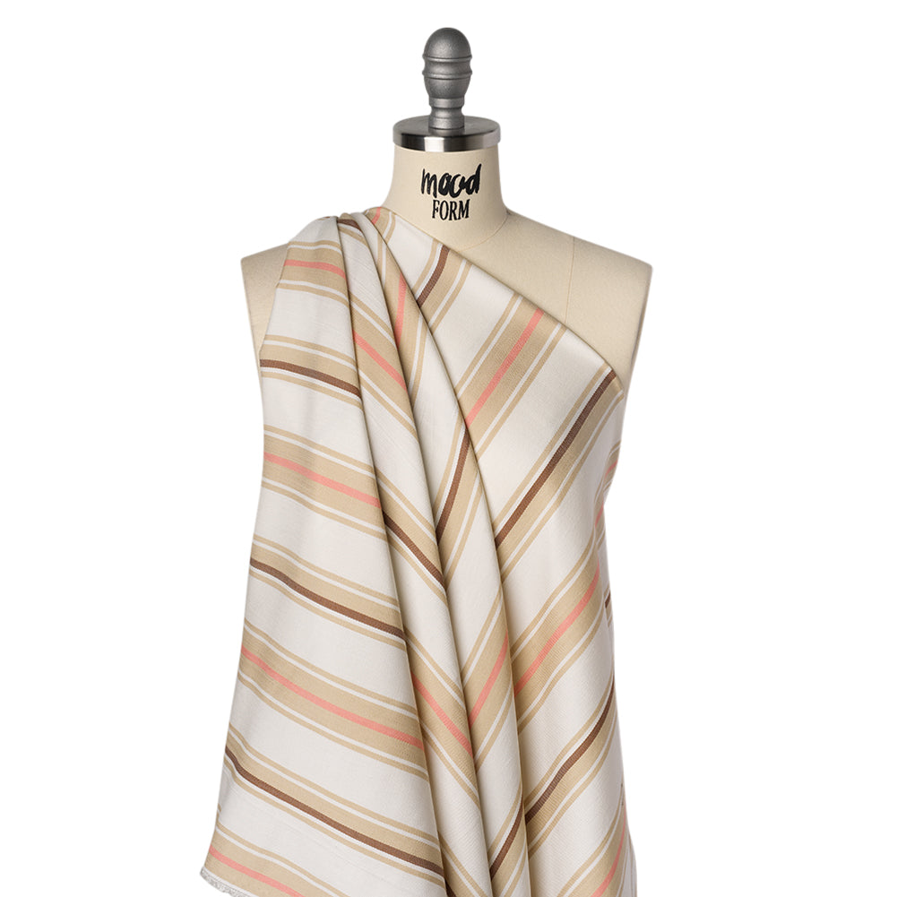 Stretch Lyocell Twill - Cream, Beige and Pink Stripes - Designer Deadstock - Joann Fabrics