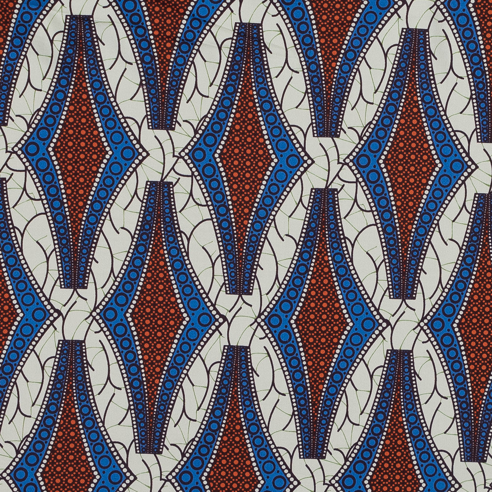 Blue and Orange Geometric Stretch Cotton Sateen - Joann Fabrics