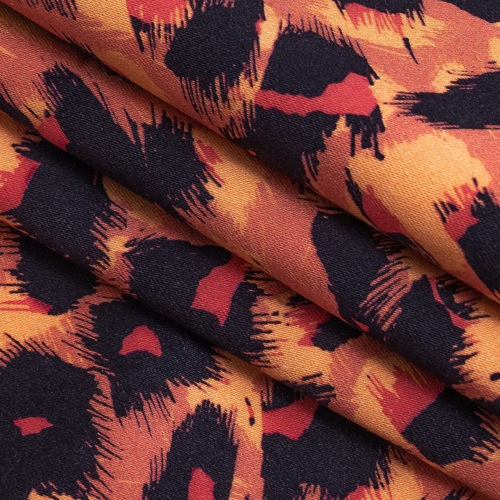 Stretch Cotton Sateen - Pink and Orange Leopard Spots - Tijuca Sunrise Print - Mood Exclusive Rio Collection - Joann Fabrics
