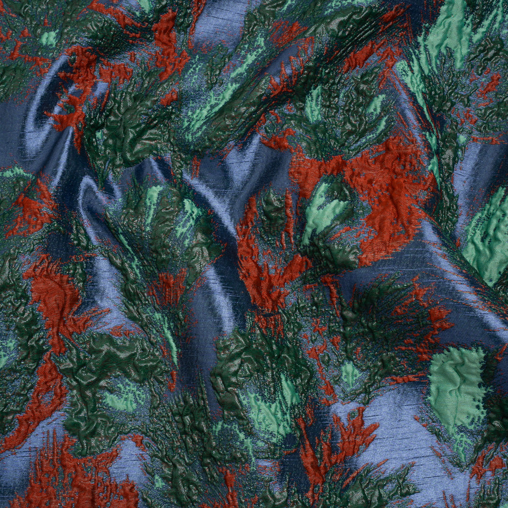 Metallic Luxury Brocade - Red, Green and Dark Blue Abstract Flora - Joann Fabrics