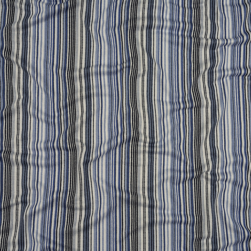 Blue and White Barcode Stripes Stretch Rayon Jersey - Joann Fabrics