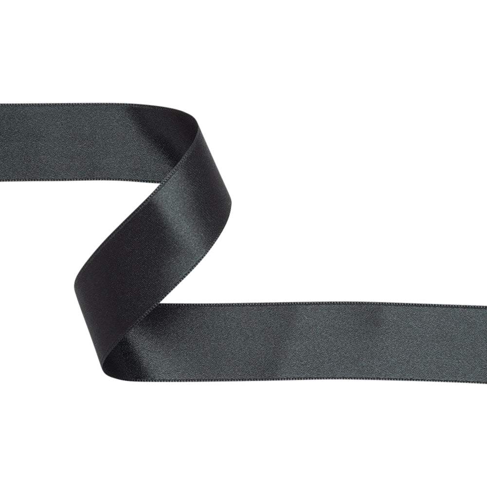 Charcoal Double Face French Satin Ribbon - 1