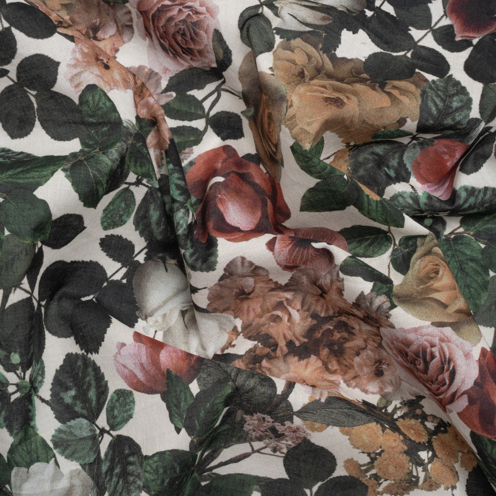 Cotton Voile - White and Green Floral - Ethereal Verdure Print - Mood Exclusive Serengeti Collection - Joann Fabrics