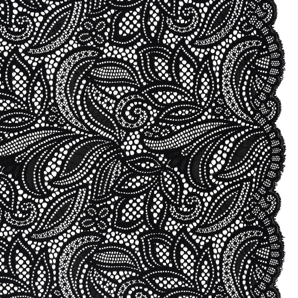 Stretch Raschel Lace with Finished Edges - Black Swirling Gardens - Joann Fabrics