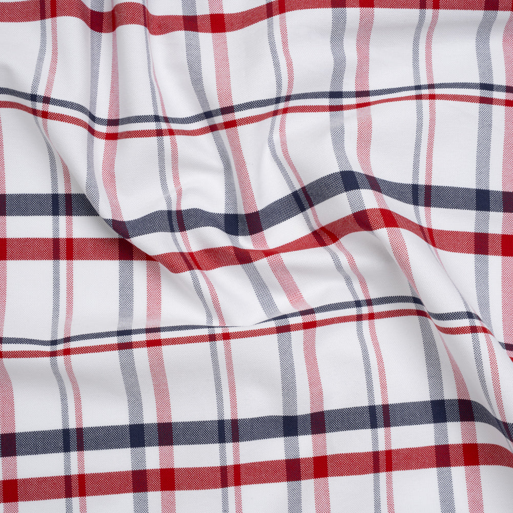 Cotton Oxford Shirting - Red, Navy and White Plaid - Deadstock - Joann Fabrics
