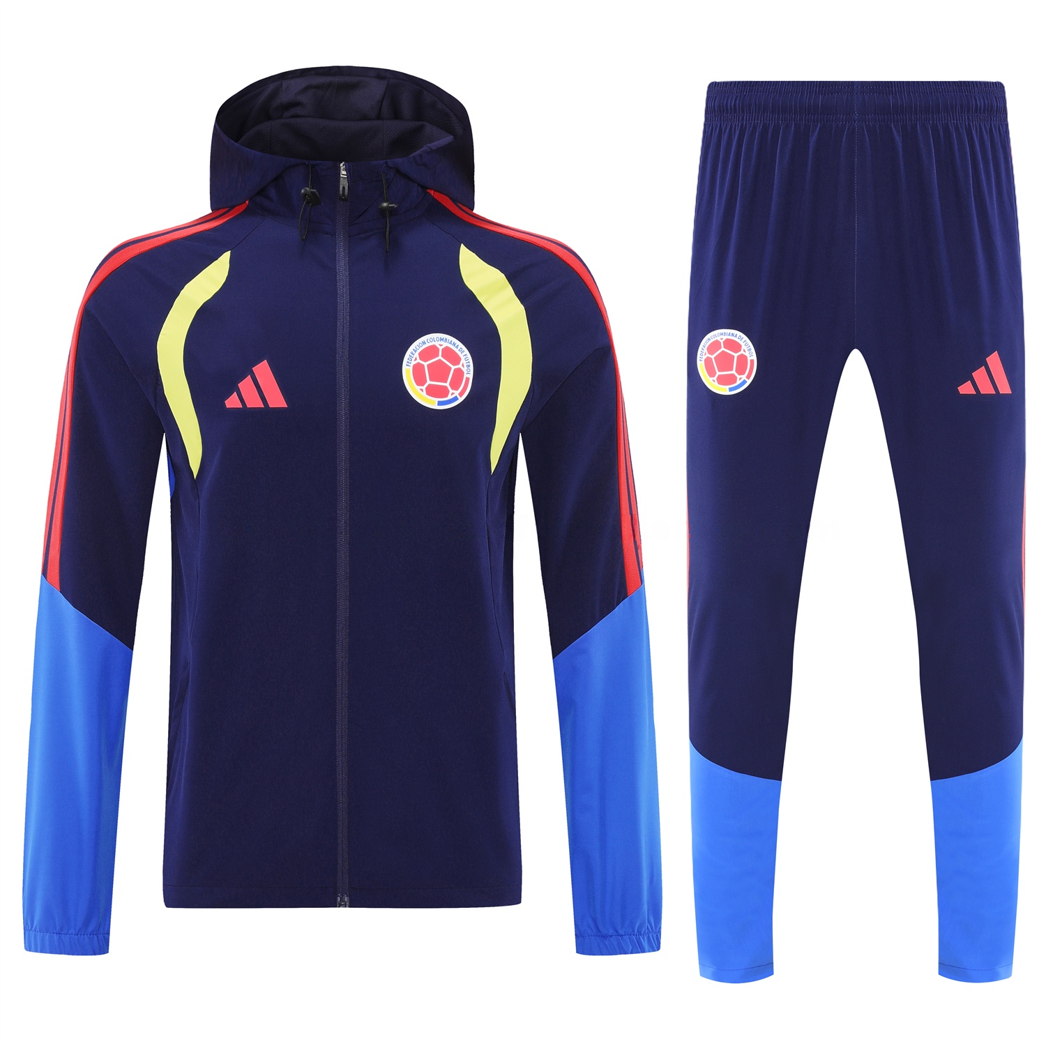 Colombia 2026 Hooded Windbreaker Training Set - Dark Blue and Pants - UnitedFutballJersey