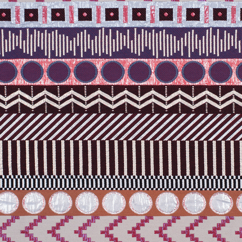 French Metallic Red/Beige Striped Geometric Jacquard - Joann Fabrics