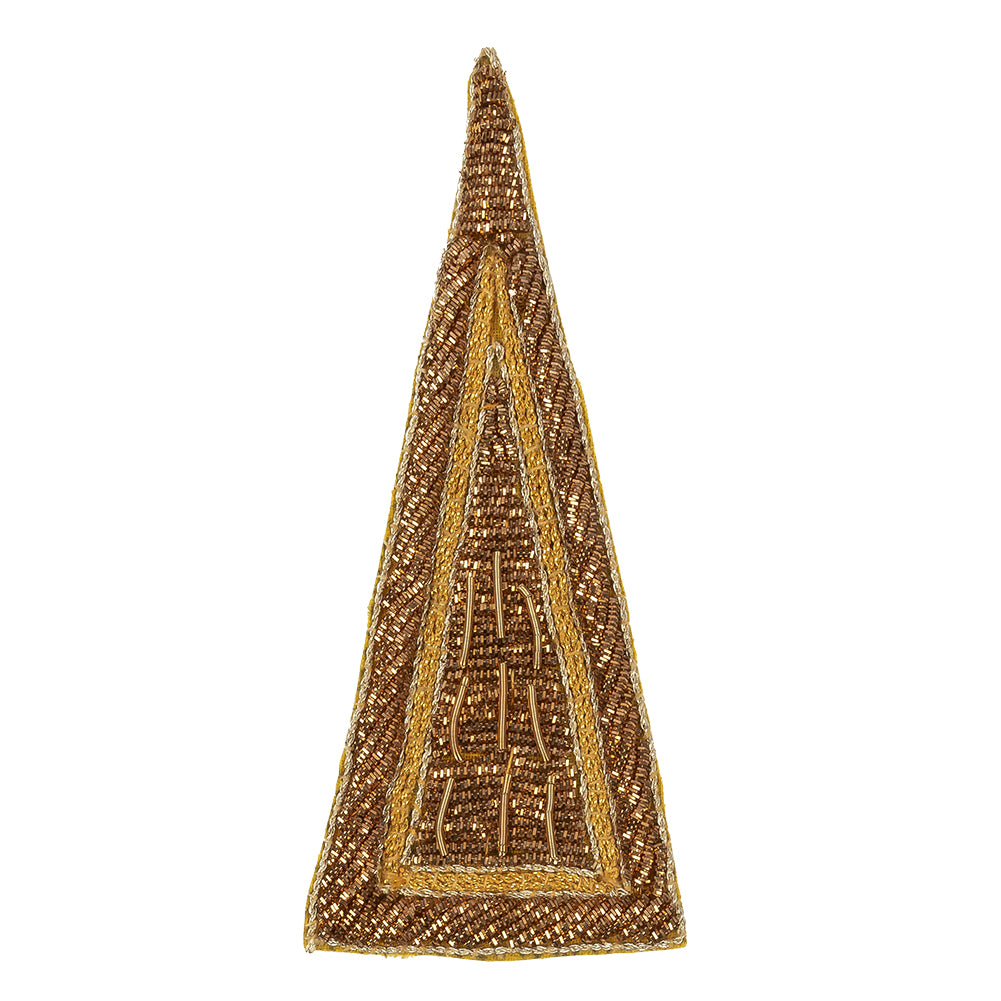 Vintage Metallic Gold Triangle Bullion Embroidered Applique - 5
