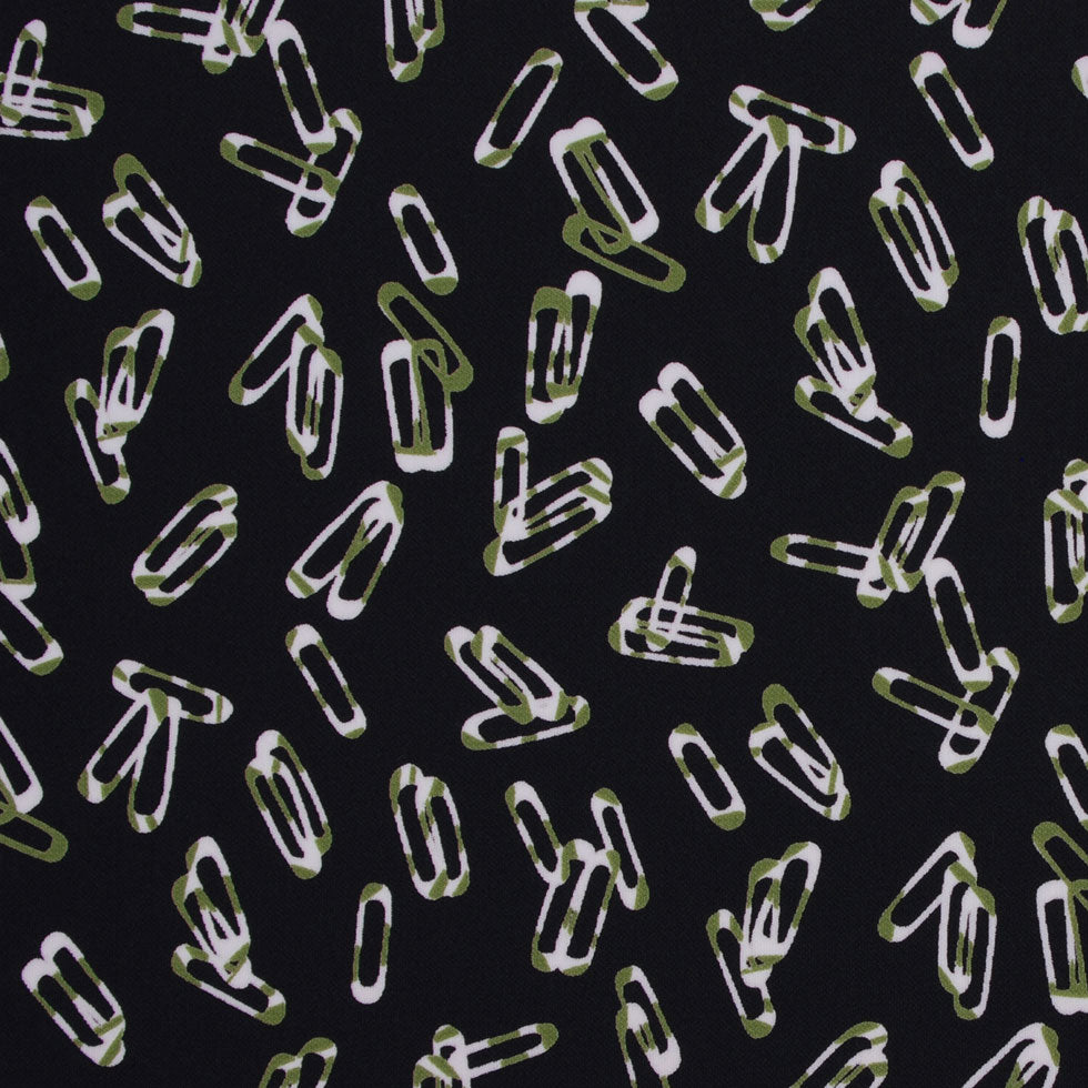 Black Polyester Jersey Paper Clip Print - Joann Fabrics