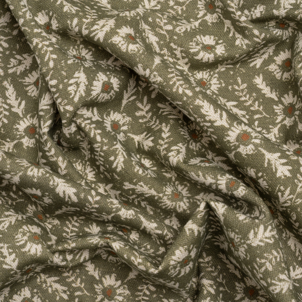 Brushed Cotton and Linen Canvas - Oregano Flowers and Leaves - Flowers and Leaves British Imported - Joann Fabrics
