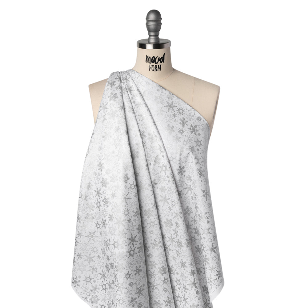 Printed Quilting Cotton by Patrick Lose for Northcott - Metallic Silver on White Snowfall Snowflakes - Basically Black & White Collection - Joann Fabrics