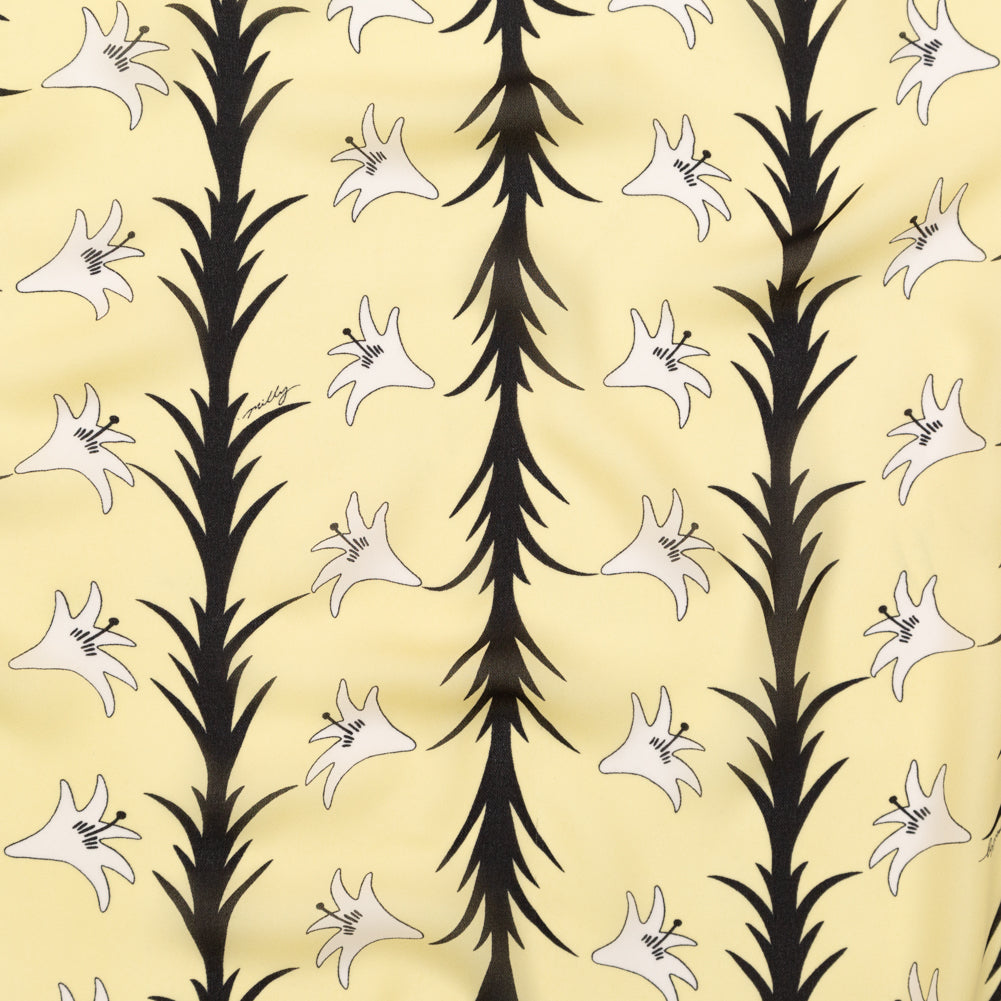 Milly Italian Creme Brulee, Lima Bean and Black Printed Silk Chiffon - Joann Fabrics
