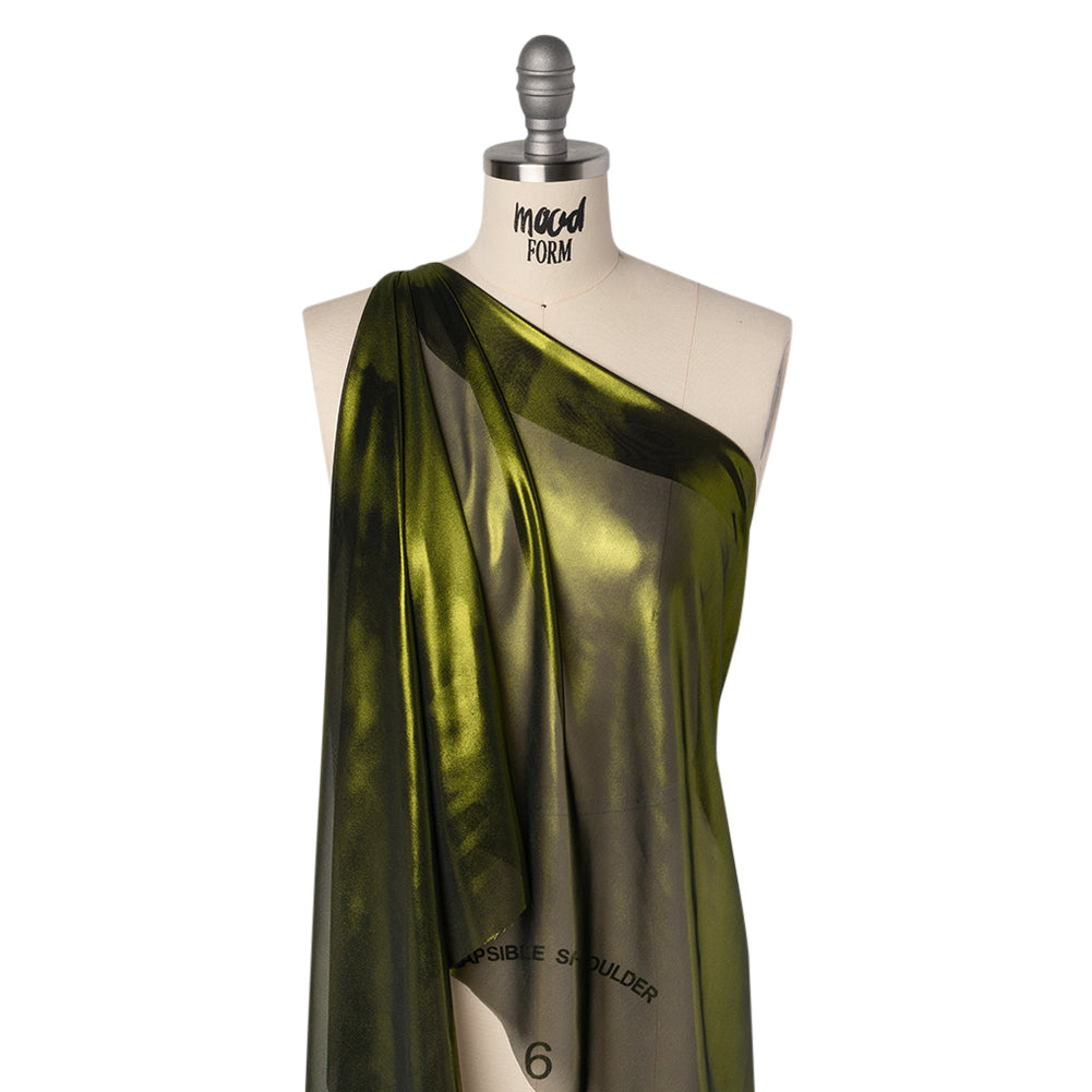 Liquid Sheen Metallic Polyester Chiffon - Olive on Black - Liquid Sheen Chiffon Collection - Joann Fabrics