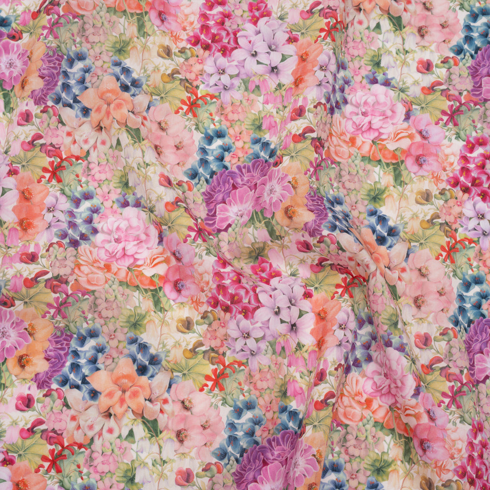 Liberty Fabrics Tana Lawn® - Painted Travels Pink - Bright Pink, Light Purple and Soft Green Lush Florals - Joann Fabrics