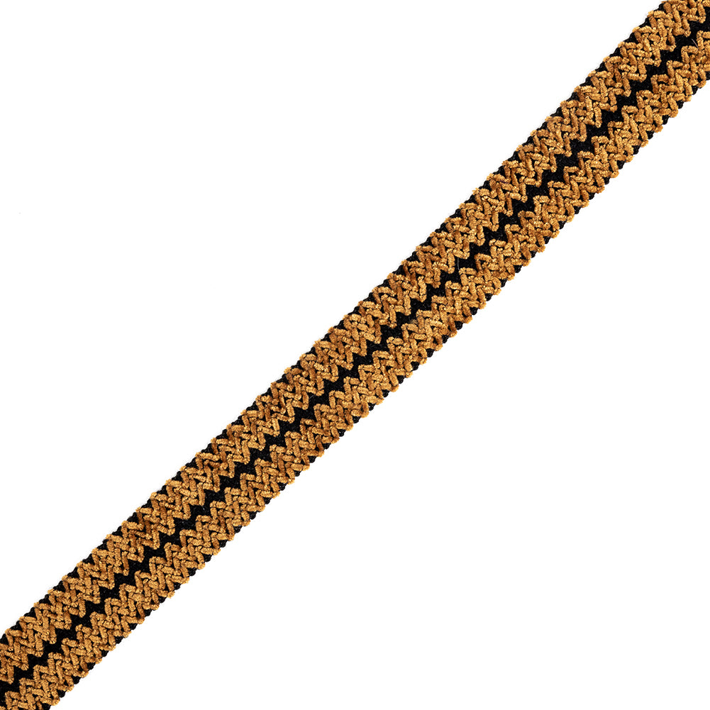 Amber and Black Zig Zag Chenille Trim - 1.375
