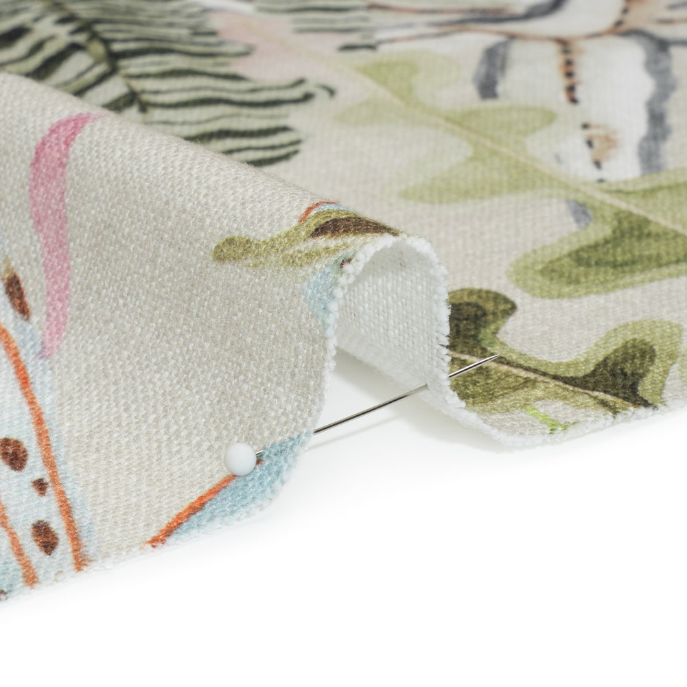 Green, Pastel Pink and Sky Blue Water Plants Slubbed Cotton Woven - Joann Fabrics