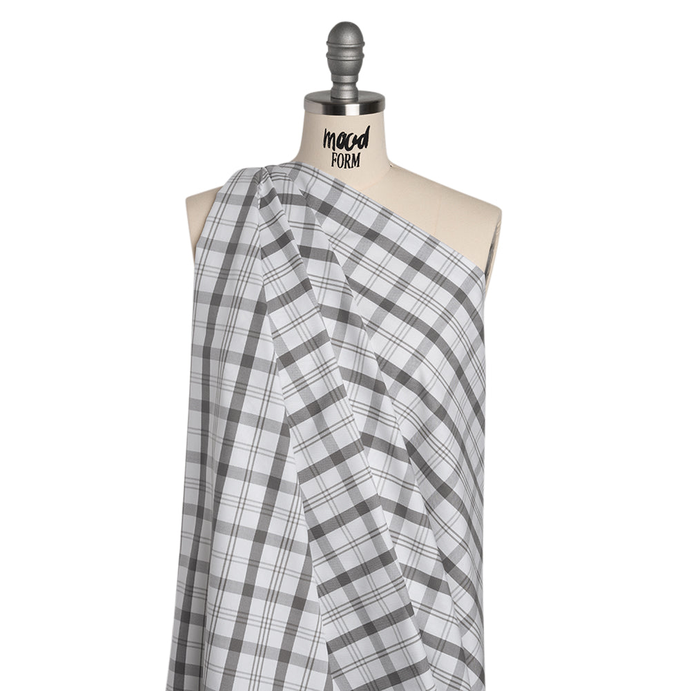 Cotton Oxford Shirting - Gray and White Check Plaid - Deadstock - Joann Fabrics
