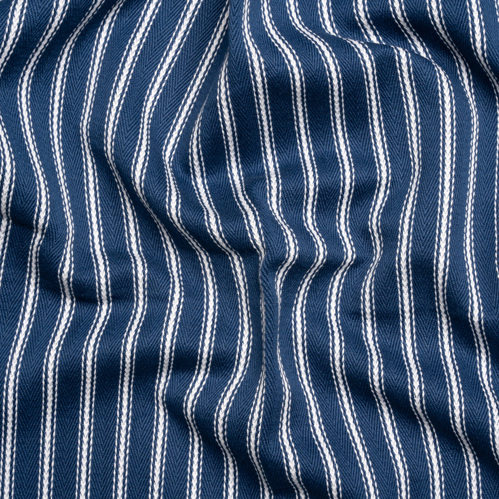 White on Navy Ticking Stripes Cotton Herringbone Twill - Joann Fabrics