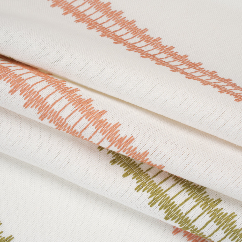Embroidered Recycled Polyester and Cotton Woven - Blush Pink Zig Zag Ladder Stripes - British Imported - Joann Fabrics