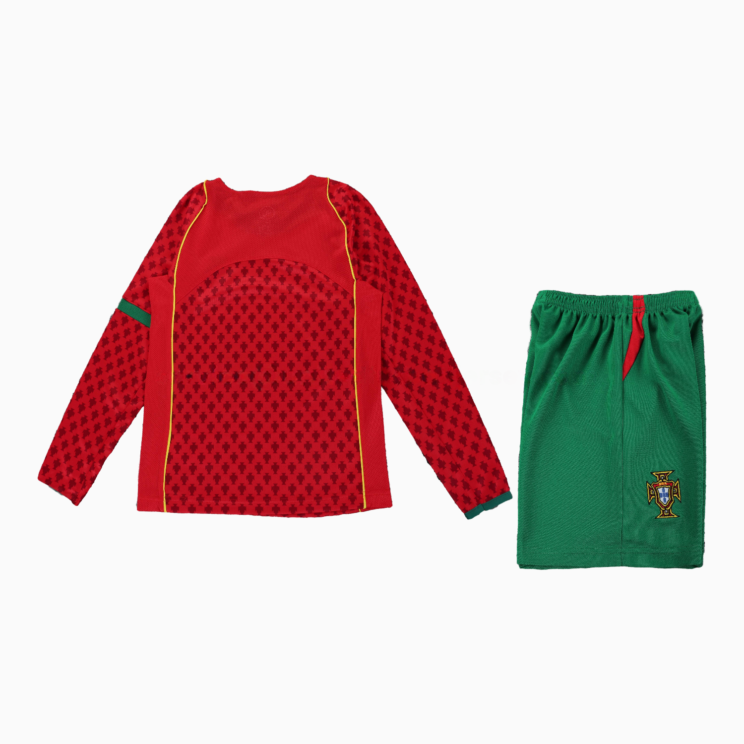 Retro Portugal 2004 Home Long Sleeves Kids Kit - UnitedFutballJersey
