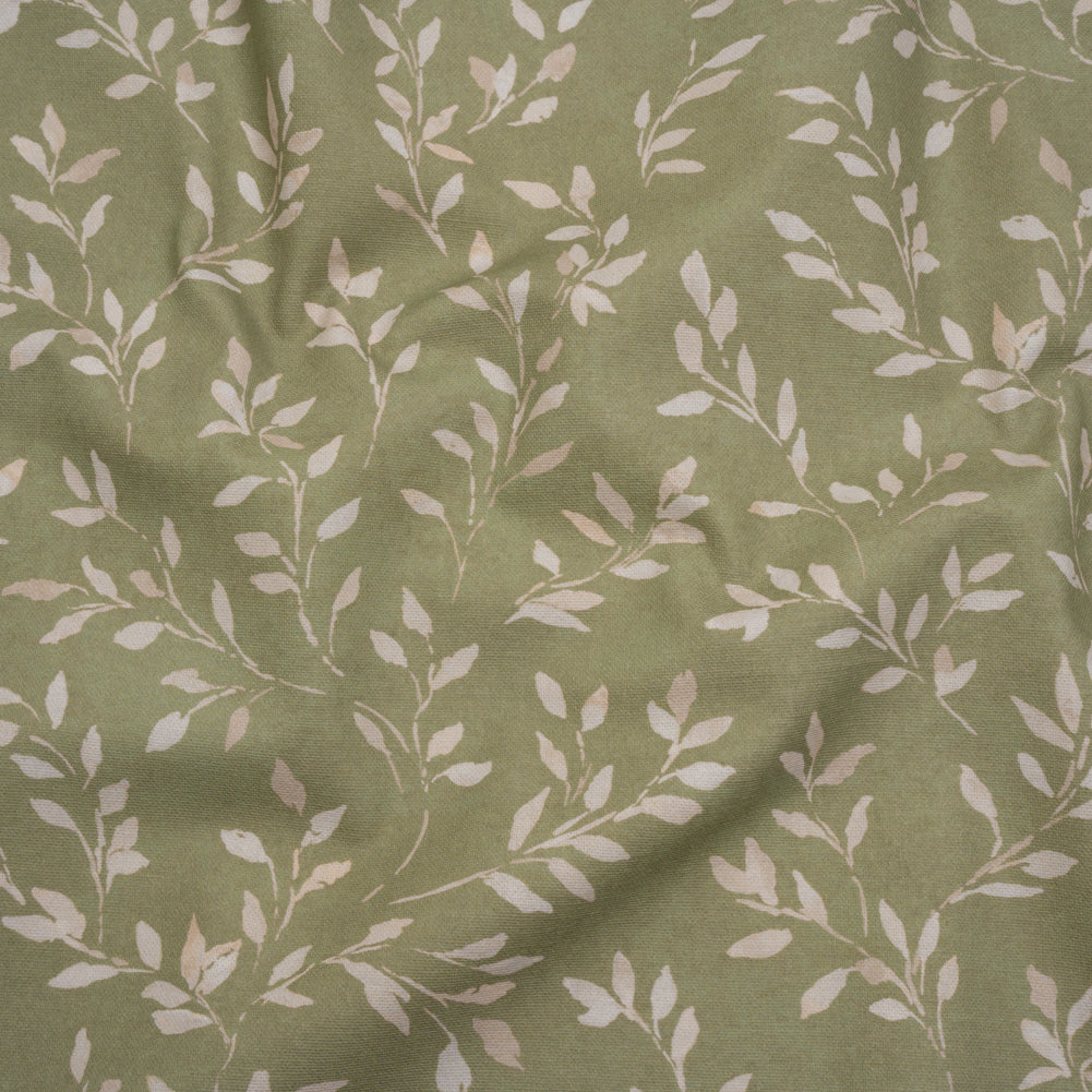 Printed Cotton Canvas - Sage Leafy Stems - British Imported - Joann Fabrics