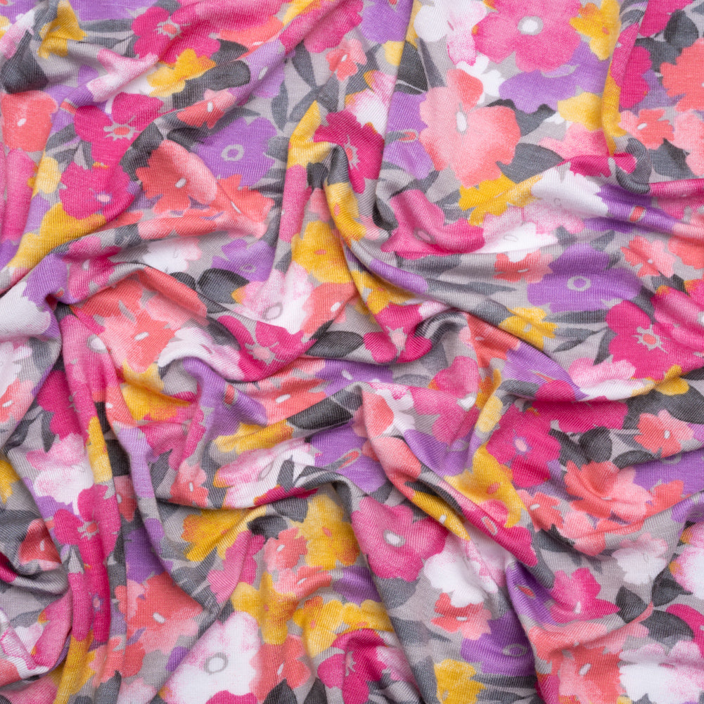 Stretch Rayon Jersey - Pink, Purple and Yellow Floral - Joann Fabrics