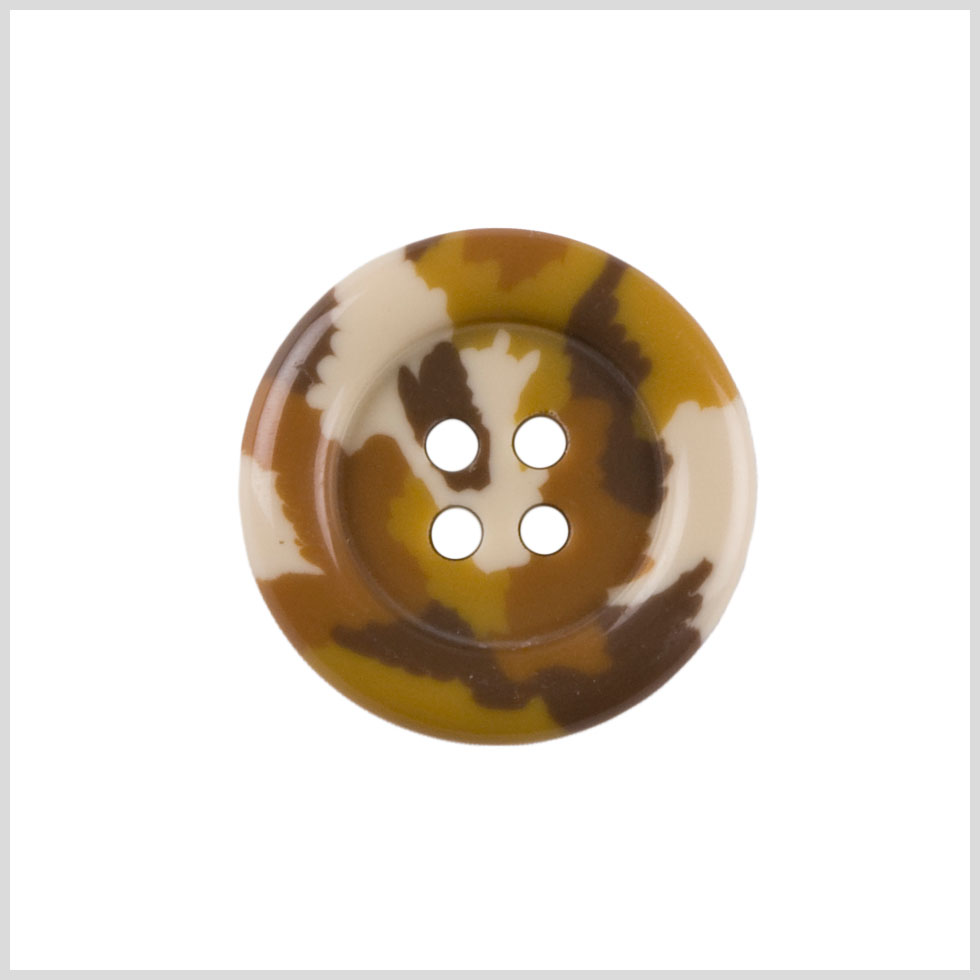 Plastic 4-Hole Button - 32L/20mm - Brown, Golden Olive and White Camo Spots - Joann Fabrics
