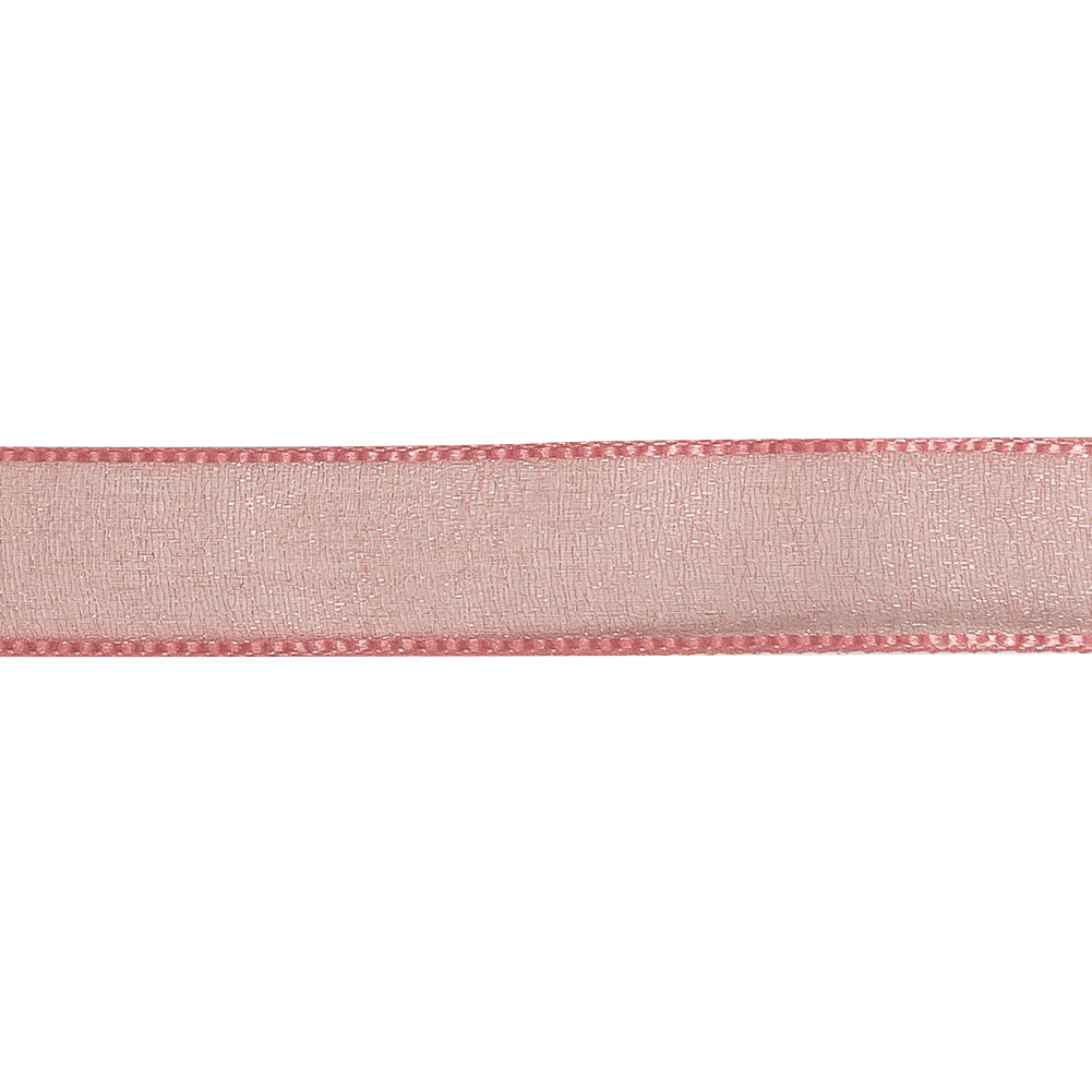 Bubblegum Shimmering Organza Ribbon with Woven Edges - 0.75